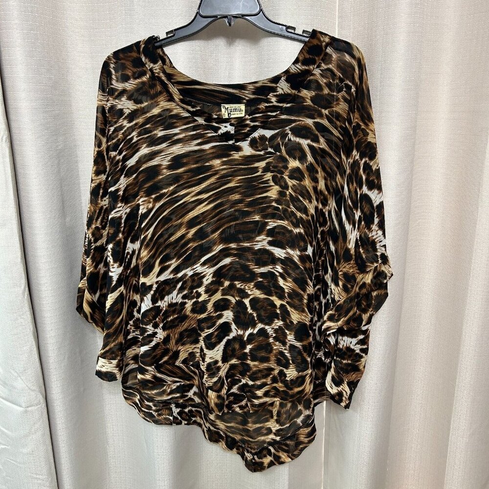 Show Me Your Mumu Overlay Tunic Top Women's Size Small Leopard Print Lightweight - Picture 1 of 8